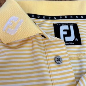 Foot joy yellow and white striped golf shirt
